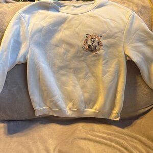 White Kids Sweatshirt with Leopard Print
